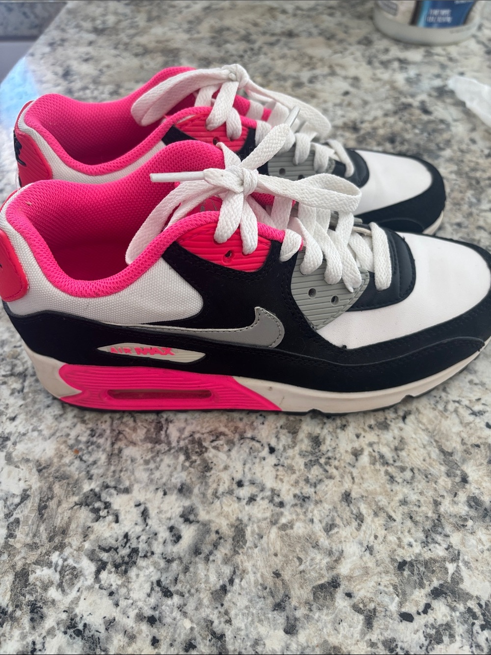 Nike Air Max White Black Hot Pink Athletic Sneakers